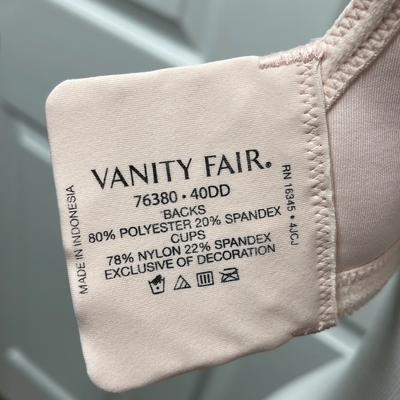 Vanity Fair 76380 Full Figure Underwire Smoothing Bra 40DD - Picture 10 of 13